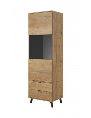 Vitrine en bois avec 2 tiroirs et 1 porte Nest W-2 Chêne, l60xA45xH192 cm vous aussi creer 