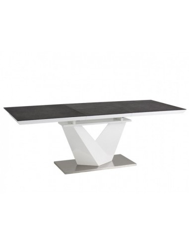 Table extensible en MDF Alaras II, Blanc / Noir, L160-220xl90xh76 cm Livraison rapide