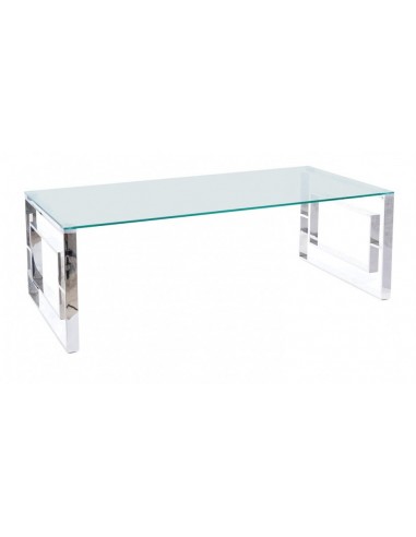 Table basse en verre et métal Allure A Transparent / Chrome, L120xl60xH45 cm de pas cher