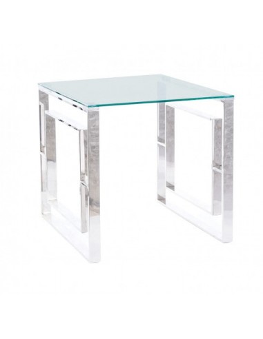 Table basse, verre et métal Allure B Transparent / Chrome, L55xl55xH55 cm outlet