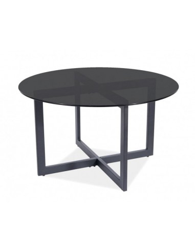 Table basse en verre et métal Almeria A, Noir, Ø80xH42 cm Venez acheter