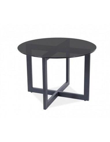 Table basse, verre et métal Almeria B Noir, Ø60xH45 cm livraison gratuite