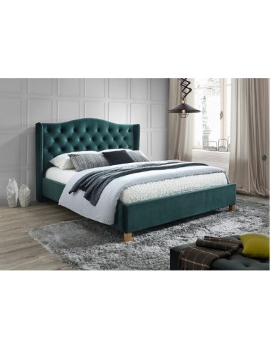 Lit recouvert de tissu Aspen Velvet, Vert, 180 x 200 cm outlet