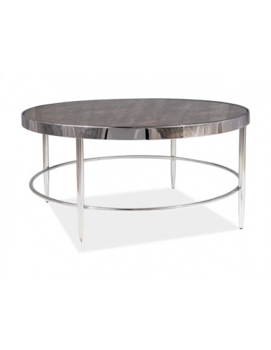 Table basse en verre et métal Aurora B Marron / Chrome, Ø82xH40 cm une grave pollution 