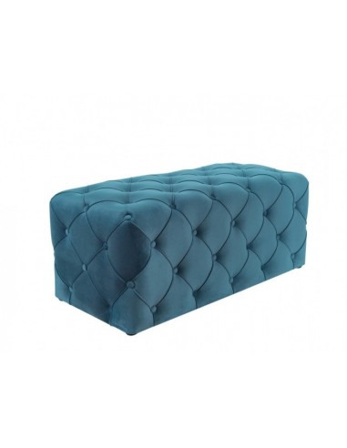 Banquette tapissée de tissu Aviva Velvet Turquoise, l102xA50xH45 cm en linge