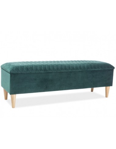 Banc rembourré avec tissu et espace de rangement Ariana Velvet, Vert, l129xA40xH45 cm pas cher 