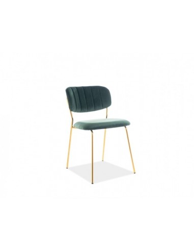 Chaise rembourrée avec tissu et pieds en métal Carlo I Velours Vert / Or, l48xA55xH79 cm prix