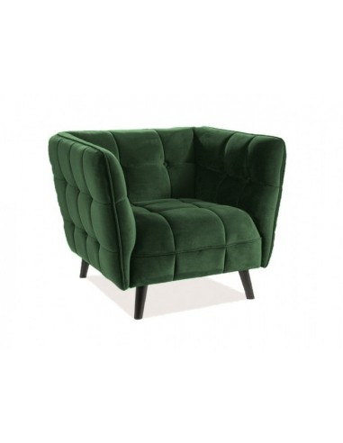 Fauteuil fixe rembourré en tissu, avec pieds en bois Bellamy Velvet Vert / Wengé, l92xA85xH78 cm pour bénéficier 