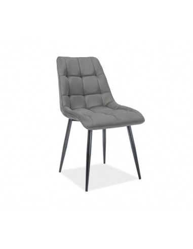 Chaise rembourrée en tissu avec pieds en métal Chic Velours Mat Gris / Noir, l50xA58xH88 cm en ligne