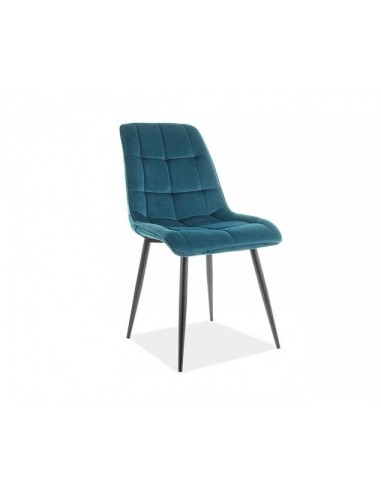 Chaise rembourrée en tissu avec pieds en métal Chic Matt Velvet Turquoise / Noir, l50xA58xH88 cm livraison gratuite