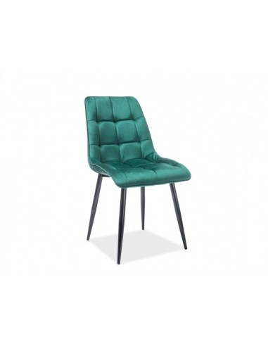 Chaise rembourrée avec tissu et pieds en métal Chic Velours Vert foncé / Noir, l51xA44xH89 cm Le MVP de beaucoup