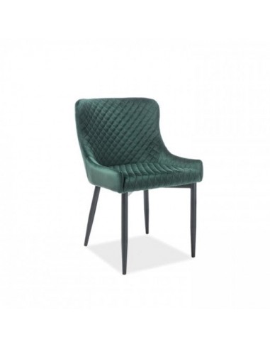 Chaise rembourrée avec tissu et pieds en métal Colin B Velours Vert Foncé / Noir, l52xA61xH82 cm en linge