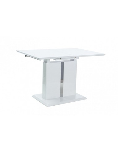 Table extensible en MDF Dallas, Blanc, L110-150xl75xH76 cm plus qu'un jeu 