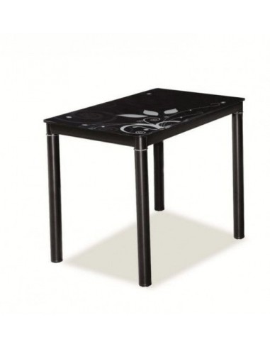 Table en verre et métal Damar Noir, L80xl60xH75 cm outlet