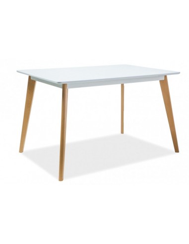 Table en MDF et bois de hêtre Declan I Blanc, L120xl80xh75 cm en linge