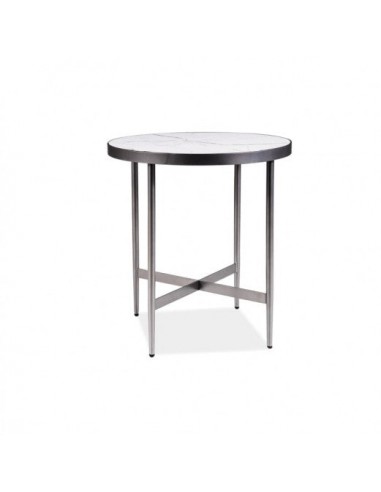 Table basse, en MDF, placage et métal Dolores C Blanc / Gris, Ø50xH55 cm Voir les baskets