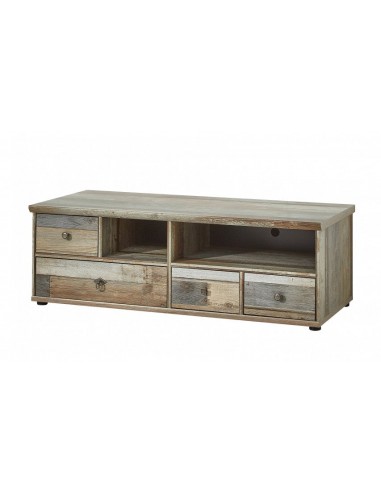 Commode TV en palette, avec 4 tiroirs Bazna Small Natur / Gris foncé, l130xA52xH43 cm la chaussure