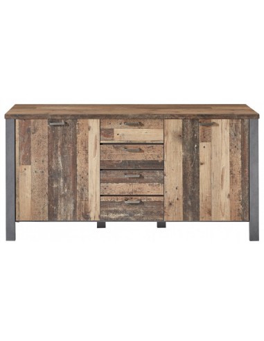 Commode, avec 4 tiroirs et 2 portes Chelsea Naturel / Graphite, l179xA44xH88 cm vente chaude votre 