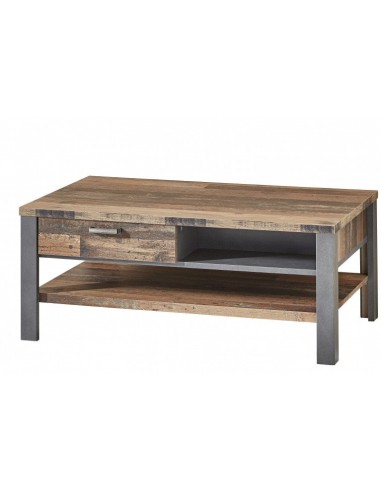 Table basse en châtaignier et MDF, avec 2 tiroirs Chelsea Naturel / Graphite, L110xl65xH45 cm prix pour 