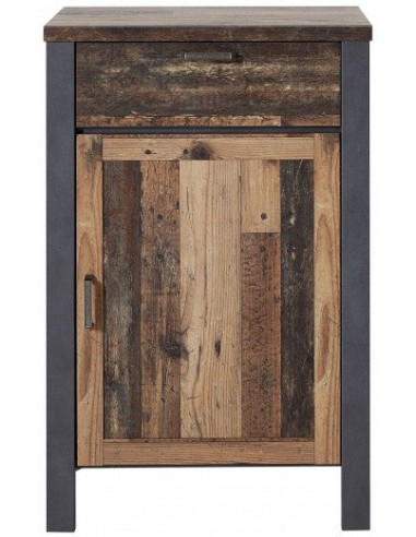 Armoire palette 1 porte et 1 tiroir Chelsea Naturel / Graphite, l69xA40xH105 cm Amélioration de cerveau avec