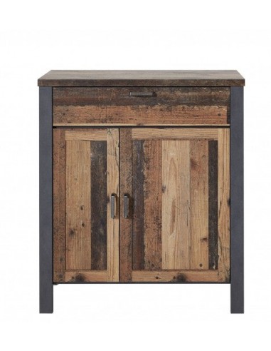 Armoire palette 2 portes et 1 tiroir Chelsea Naturel / Graphite, l94xA40xH105 cm suggérées chez