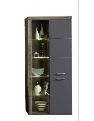 Vitrine en aggloméré et MDF, avec 4 portes Krone Graphite / Natur, l87xA38xH202 cm offre 