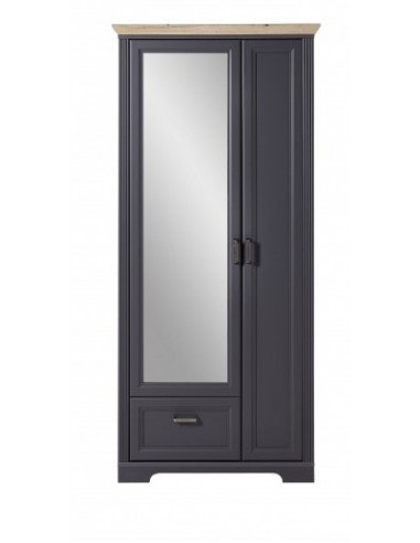 Meuble d'entrée en MDF avec miroir, 2 portes et 1 tiroir, Jessie Graphite, l93xA41xH204 cm en ligne des produits 