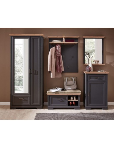 Meuble d'entrée en MDF, avec 1 porte et 1 tiroir, Jessie Graphite, l65xA41xH102 cm Economisez 