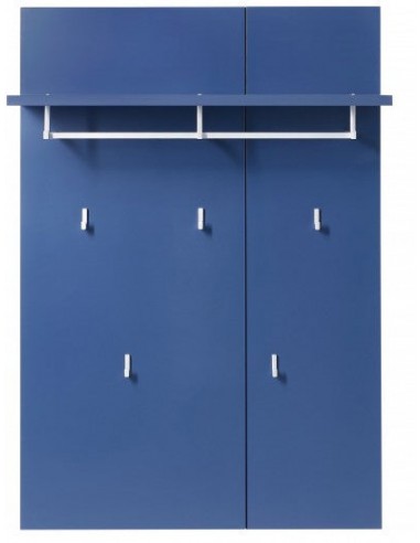 Cintre avec étagère MDF Kalis Bleu, l80xA30xH116 cm destockage