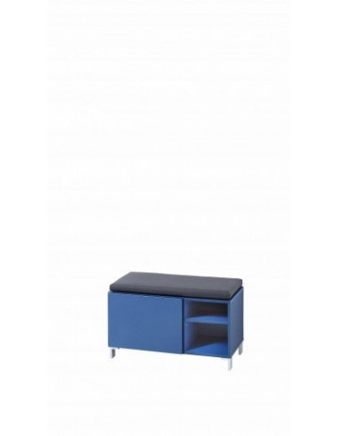 Banc tapissé de cuir écologique, avec 1 porte Kalis Bleu, l80xA39xH48 cm Voir les baskets