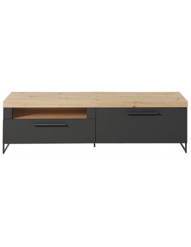 Commode TV en MDF, avec 1 tiroir et 1 porte Loftis Graphite / Chêne, l192xA44xH55 cm Venez découvrir notre 