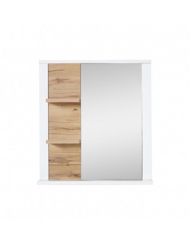 Miroir décoratif avec 2 étagères en aggloméré et MDF, Selina Blanc / Naturel, l73xA15xH80 cm acheter