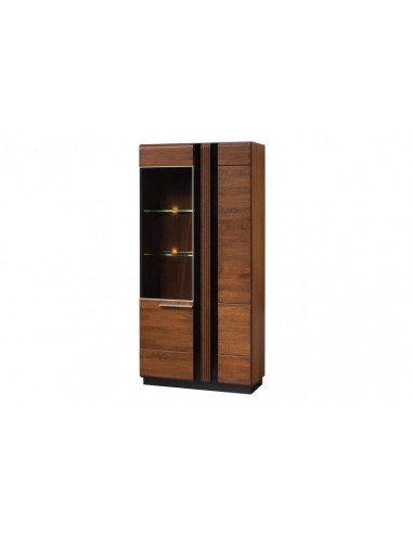 Vitrine en MDF et palette, avec 2 portes et LED incluses Gates 12 Big Antique Oak, l95xA42xH198 cm 2024