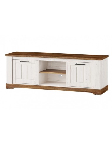 Commode TV en palette, avec 2 portes Country Small 25 Blanc / Chêne, l163xA45xH56 cm 2 - 3 jours ouvrés.