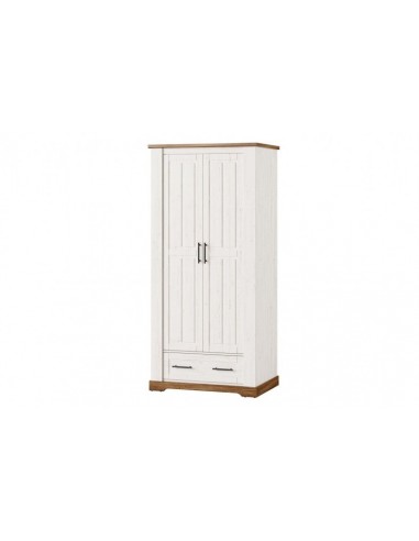 Armoire palette, avec 1 tiroir et 2 portes Country 70 Blanc / Chêne, l94xA63xH203 cm les muscles