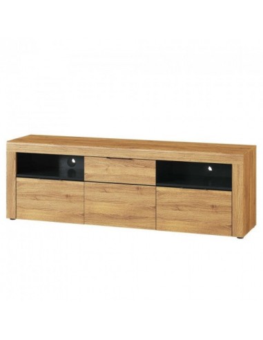 Commode TV palette avec 2 tiroirs et 1 porte Large Kama 25 Chêne / Noir, l171xA40xH56 cm vente chaude votre 