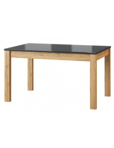 Table extensible en aggloméré et verre Kama 40 Chêne / Noir, L136-210xl90xH76 cm français