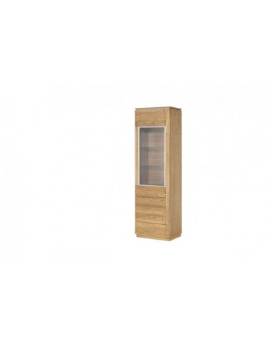 Vitrine en bois et placage, avec 1 porte et LED inclus Monténégro 11 Chêne Rustique, l58xA42xH198 cm sélection de produits