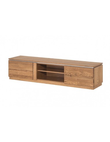 Meuble TV en bois et placage avec 2 portes Montenegro 25 Chêne Rustique Moyen, l163xA42xH38 cm Par le système avancé 