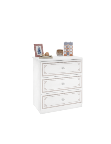 Commode en bois avec 3 tiroirs, pour les jeunes Selena Small Gris Blanc / Gris, l73xA49xH80 cm Toutes les collections ici