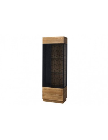 Vitrine en bois et placage, avec 1 porte et LED inclus Mosaic 10 Chêne / Noir, l67xA42xH196 cm acheter en ligne