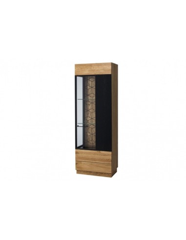 Vitrine en bois et placage, avec 1 porte et LED inclus Mosaic 11 Chêne / Noir, l67xA42xH196 cm de l' environnement