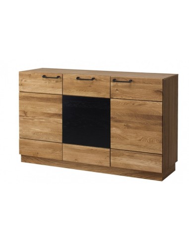 Commode en bois et placage, avec 3 portes Mosaic 45 Chêne / Noir, l150xA42xH90 cm 2023