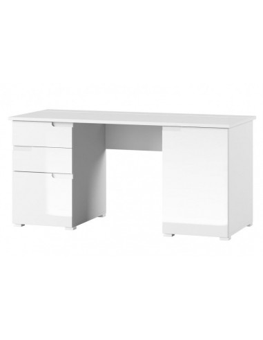 Table de bureau en bois et MDF, avec 2 tiroirs et 2 portes Gabrielle 15 Blanc, L158xl67xH76 cm hantent personnes