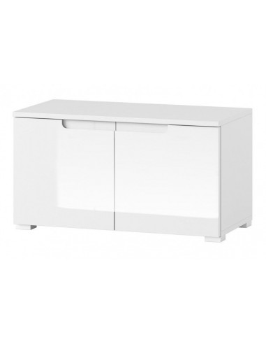 Meuble bois et MDF 2 portes Petit Gabrielle 18 Blanc, l79xA40xH43 cm Livraison rapide