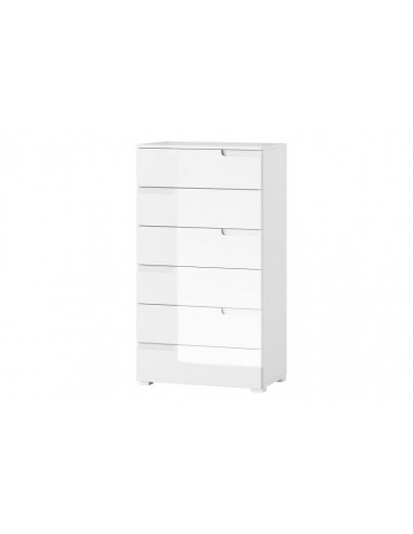 Meuble bois et MDF 6 tiroirs Gabrielle 3 Blanc, l65xA40xH119 cm offre 