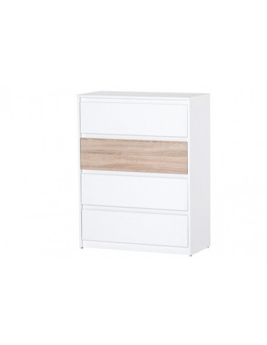 Armoire palette 4 tiroirs Venice 07 Blanc / Chêne Sonoma, l80xA38xH104 cm store