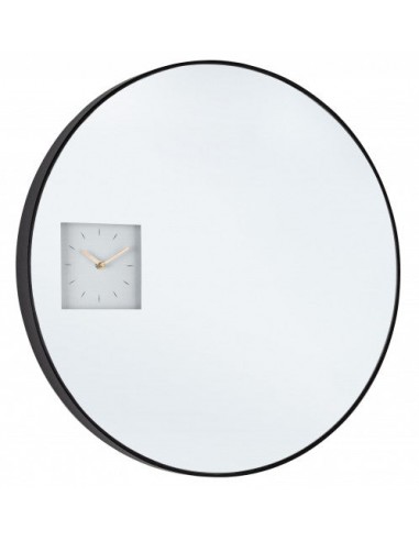 Miroir décoratif avec horloge et cadre en MDF Glace Noir, Ø60 cm acheter en ligne