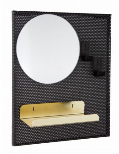 Miroir déco avec étagère métal Noir Metric, l37xH31 cm 50% de réduction en Octobre 2024