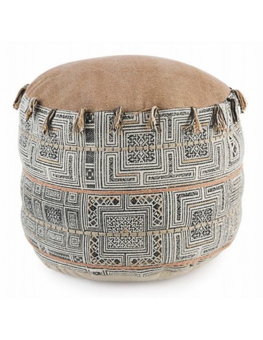 Tabouret Tilak Desert en coton beige, Ø50xH35 cm en stock